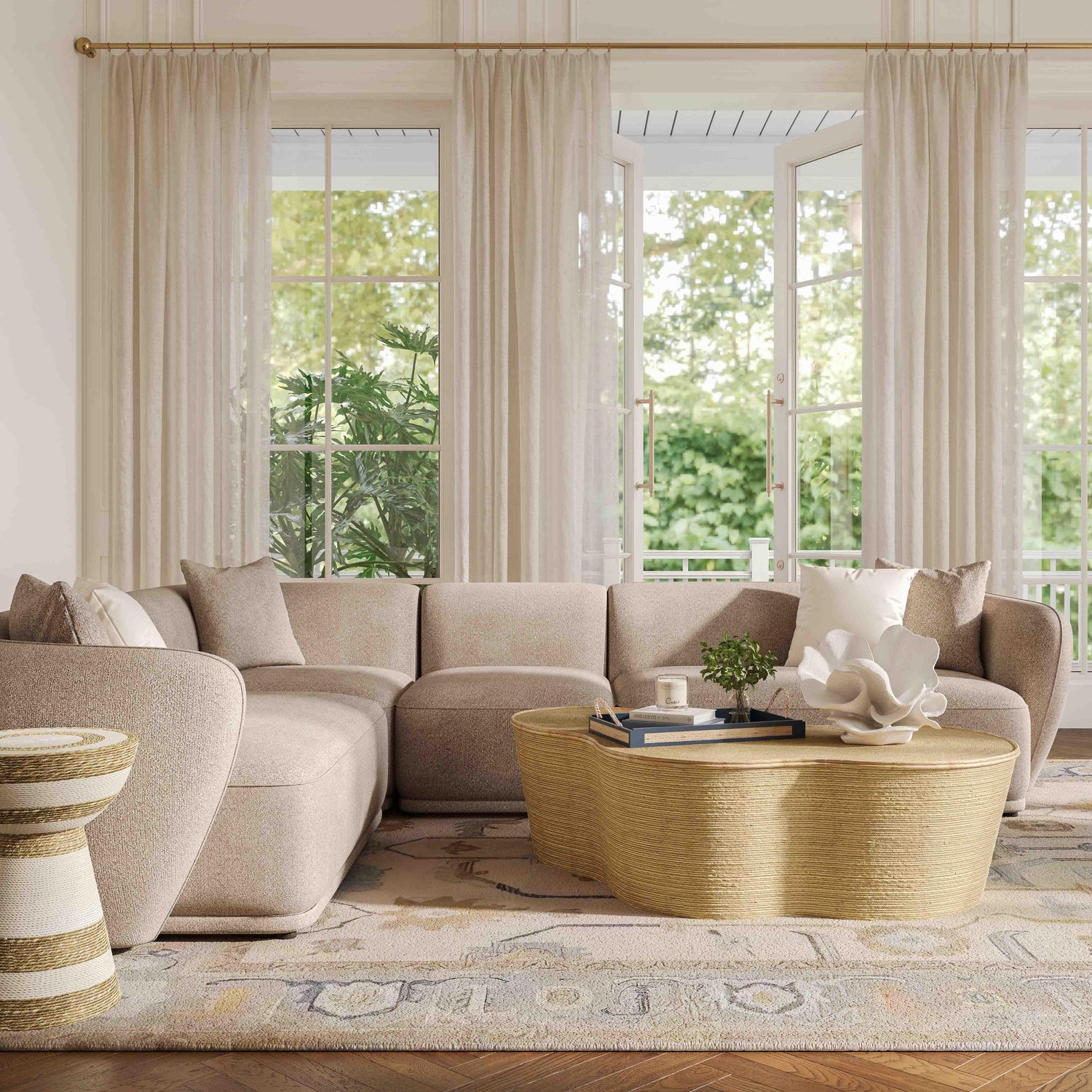 Sylvie Cream Boucle 4-Piece Sectional