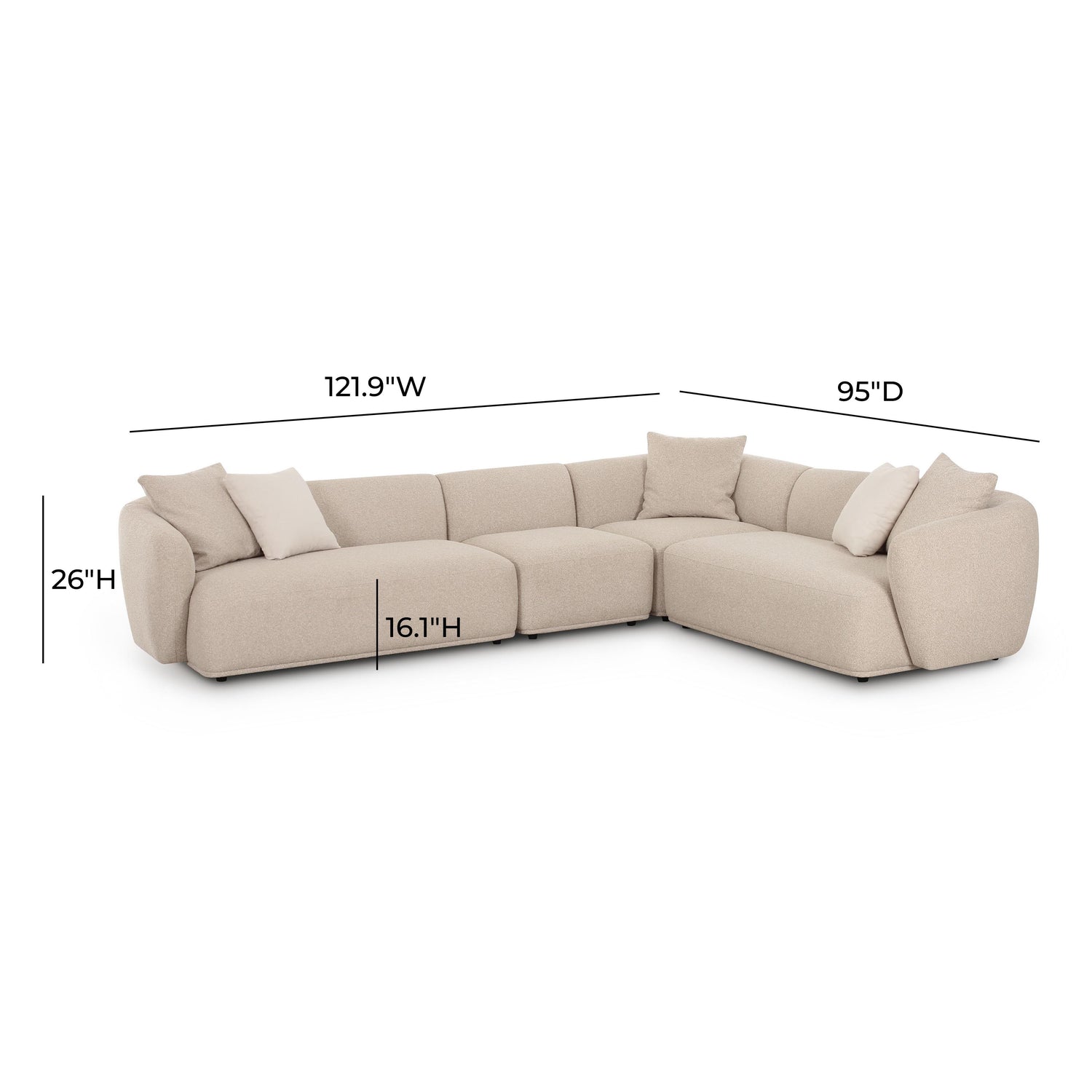 Sylvie Cream Boucle 4-Piece Sectional