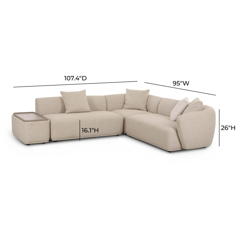Sylvie Cream Boucle 4-Piece Left Chaise Sectional