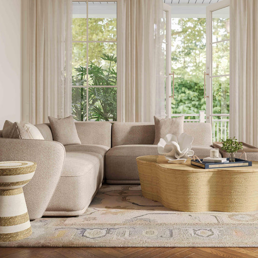 Sylvie Cream Boucle 4-Piece Right Chaise Sectional