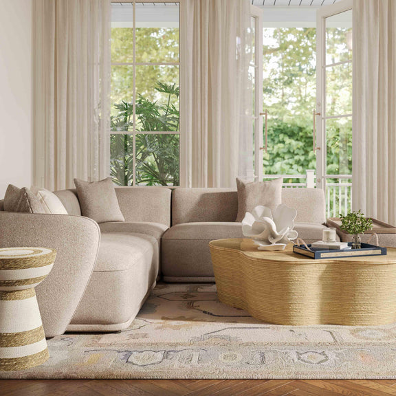 Sylvie Cream Boucle 4-Piece Right Chaise Sectional