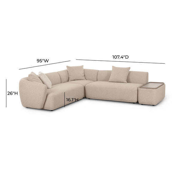 Sylvie Cream Boucle 4-Piece Right Chaise Sectional