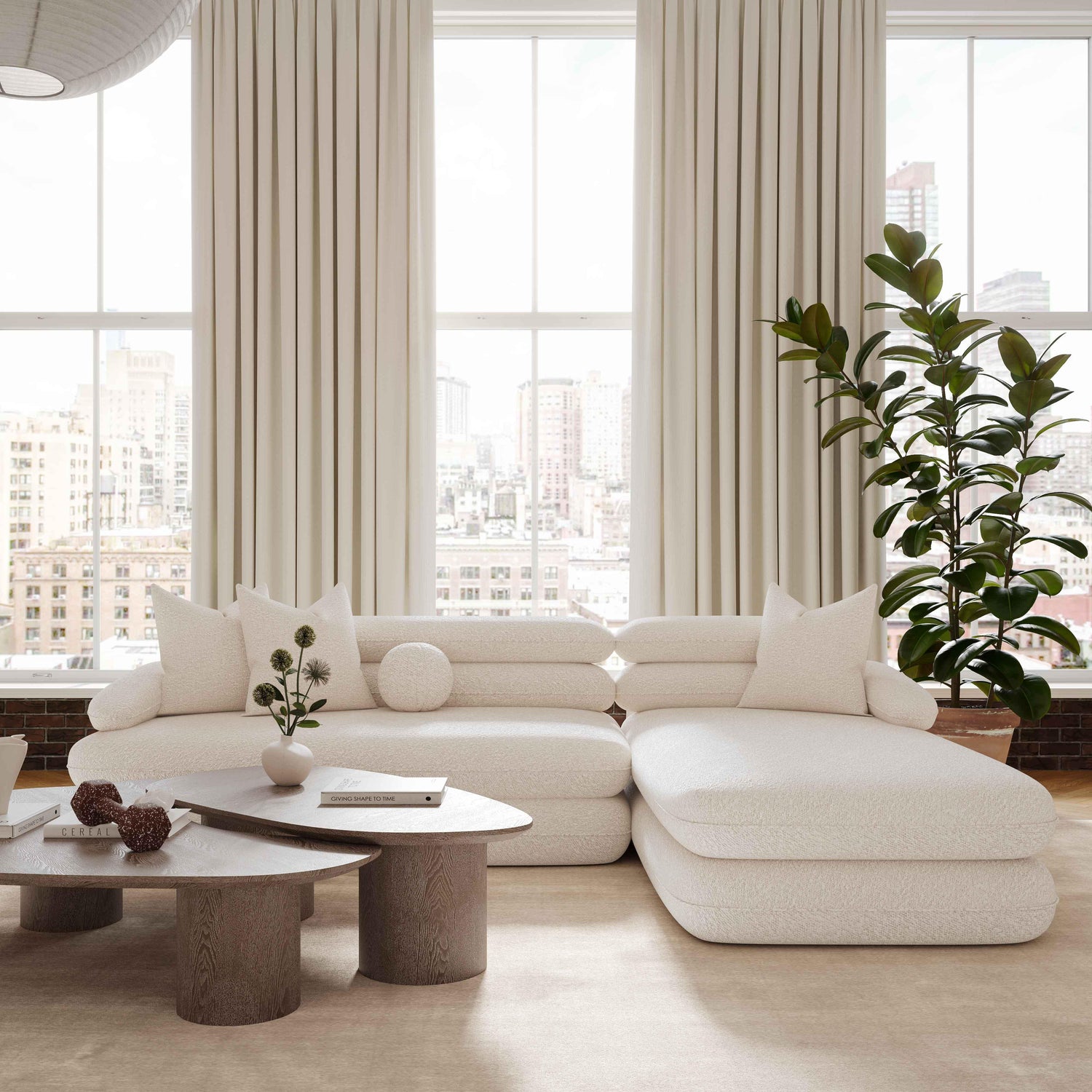 Lulu Cream Boucle Modular RAF Sectional