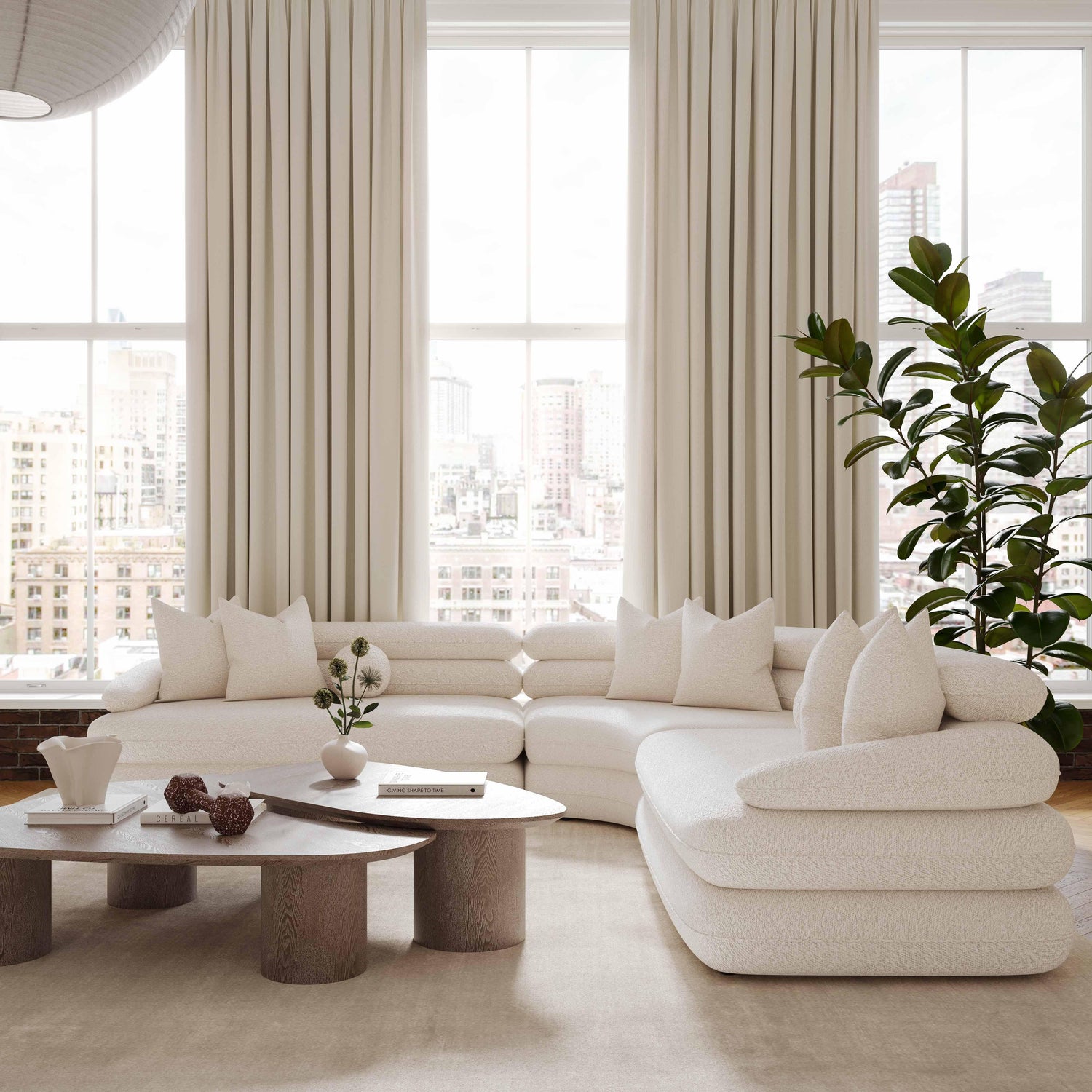 Lulu Cream Boucle Modular Curved Sectional