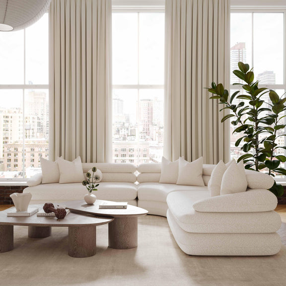 Lulu Cream Boucle Modular Curved Sectional