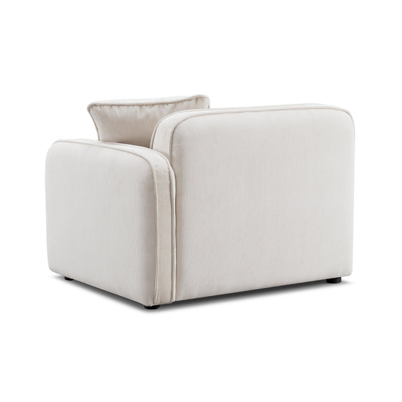Travie White Sand Performance Corduroy Velvet RAF Corner Chair