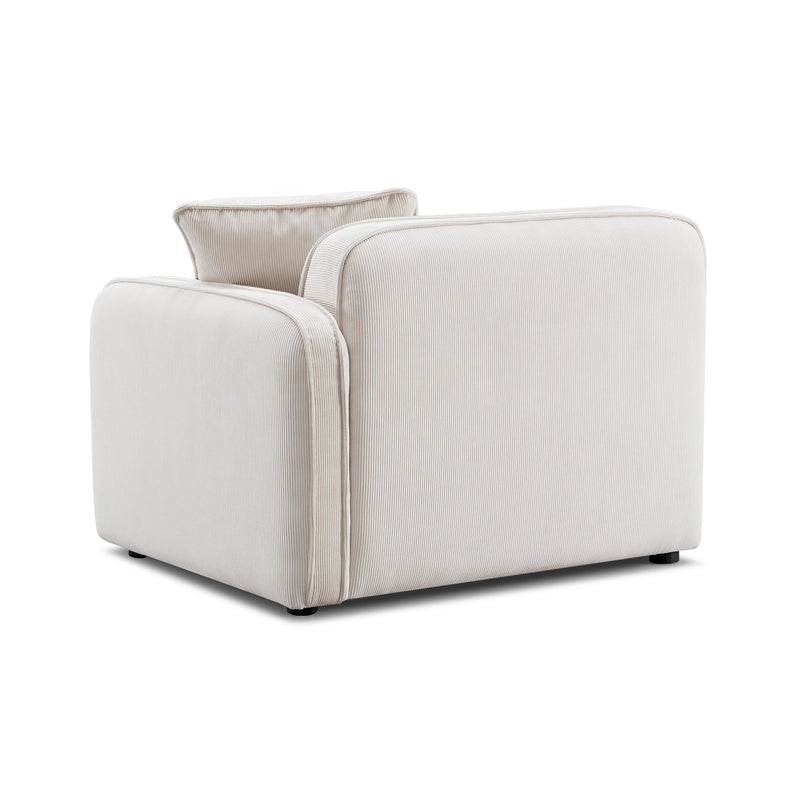 Travie White Sand Performance Corduroy Velvet RAF Corner Chair