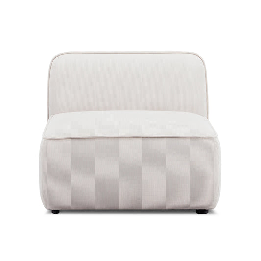 Travie White Sand Performance Corduroy Velvet Armless Chair