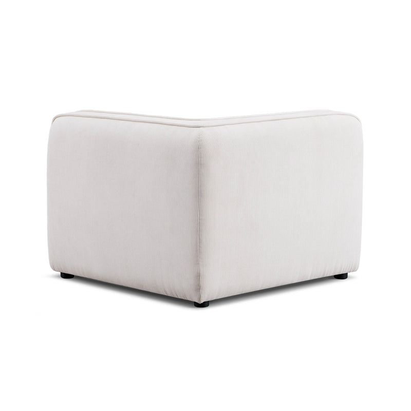 Travie White Sand Performance Corduroy Velvet Corner Chair
