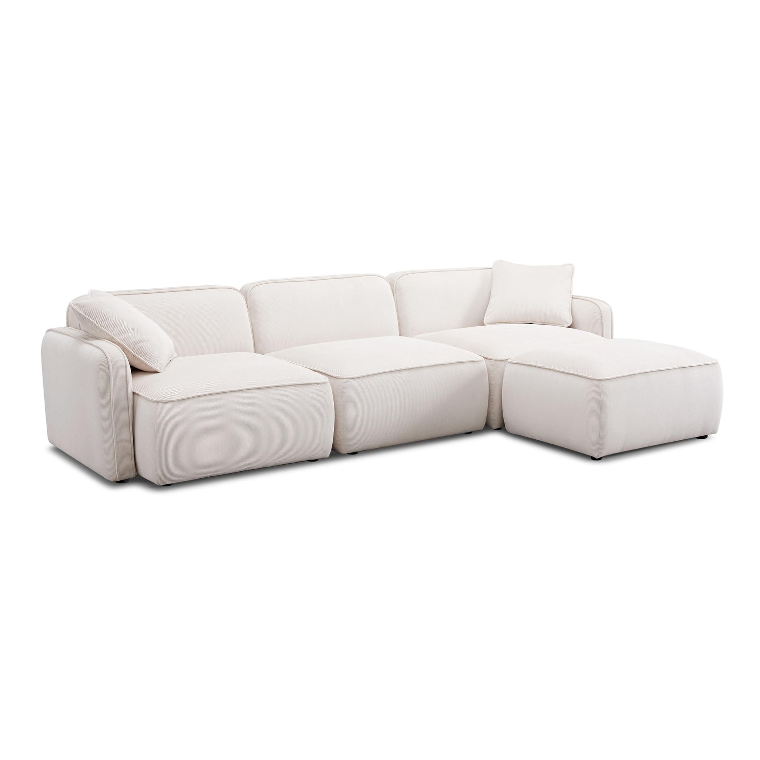 Travie White Sand Performance Corduroy Velvet 4-Piece Modular Sectional