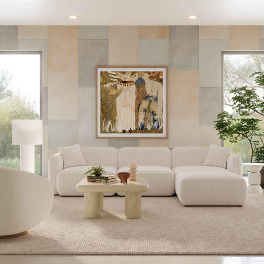 Travie White Sand Performance Corduroy Velvet 4-Piece Modular Sectional