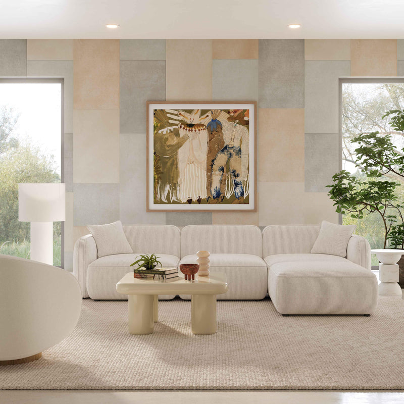 Travie White Sand Performance Corduroy Velvet 4-Piece Modular Sectional