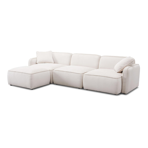 Travie White Sand Performance Corduroy Velvet 4-Piece Modular Sectional