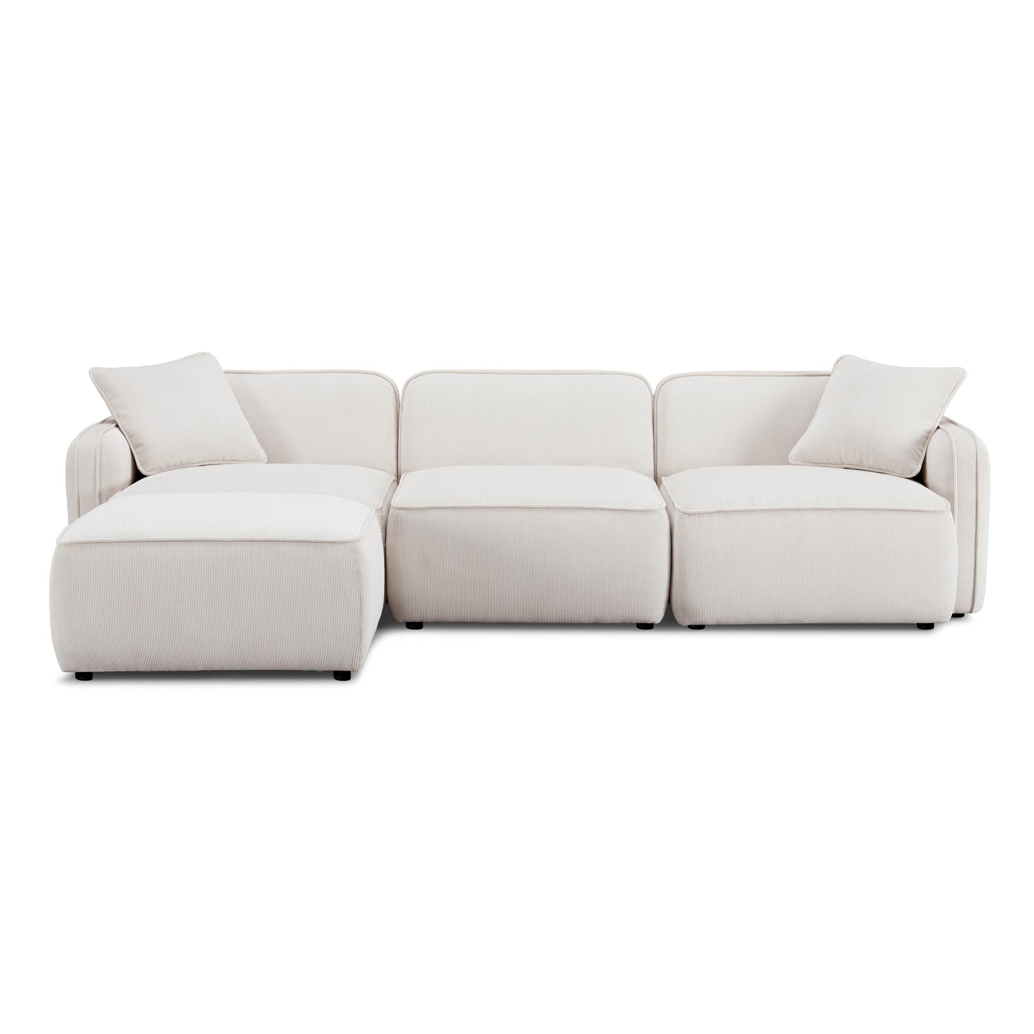 Travie White Sand Performance Corduroy Velvet 4-Piece Modular Sectional