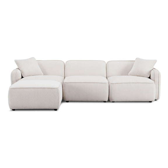 Travie White Sand Performance Corduroy Velvet 4-Piece Modular Sectional