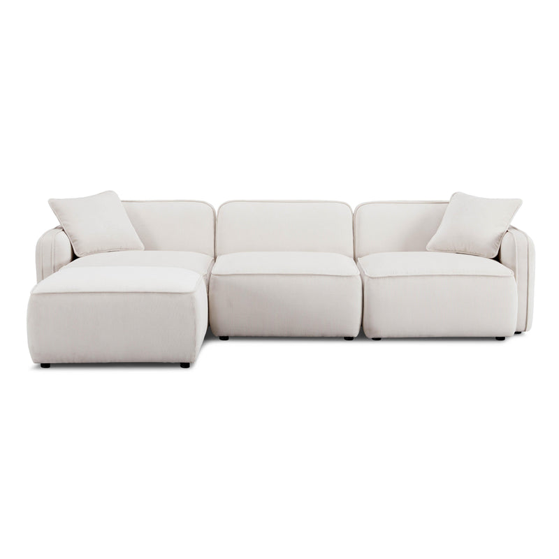 Travie White Sand Performance Corduroy Velvet 4-Piece Modular Sectional