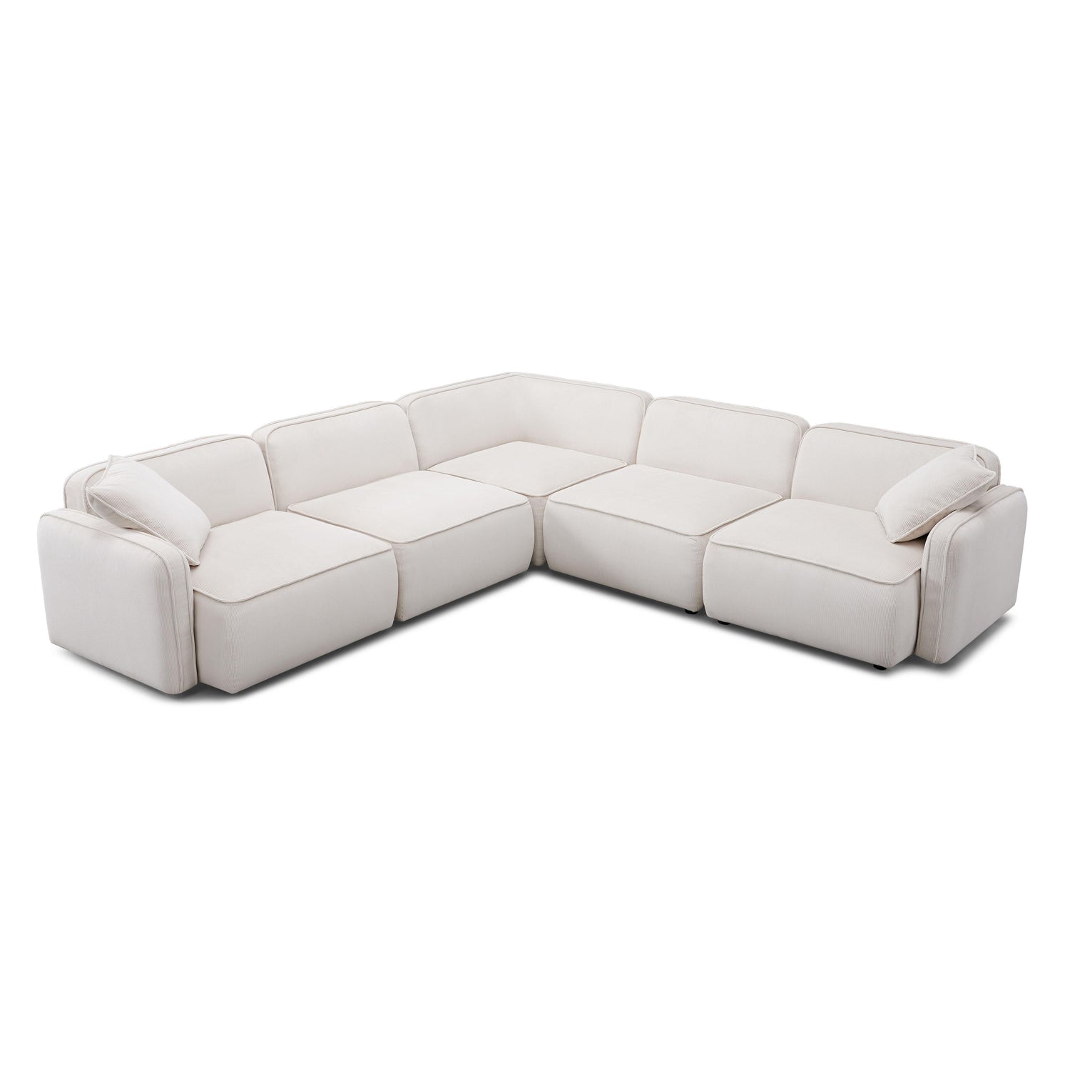Travie White Sand Performance Corduroy Velvet Modular L-Sectional