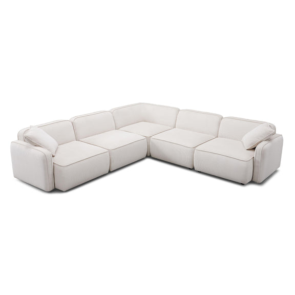 Travie White Sand Performance Corduroy Velvet Modular L-Sectional