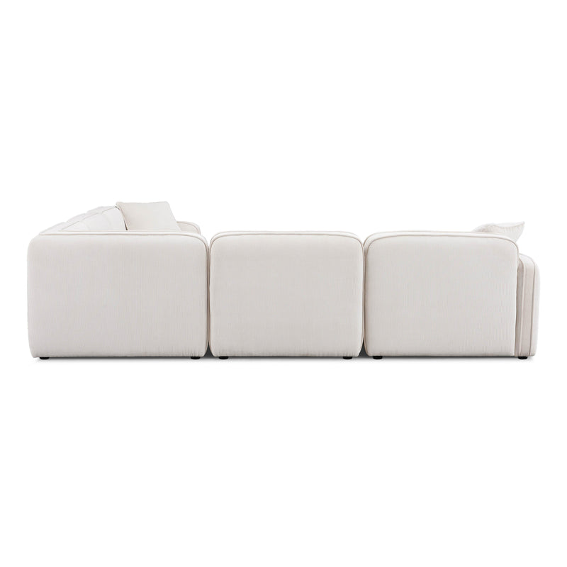 Travie White Sand Performance Corduroy Velvet Modular L-Sectional