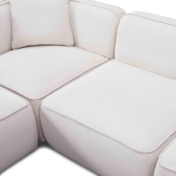 Travie White Sand Performance Corduroy Velvet Modular L-Sectional