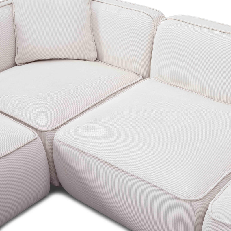 Travie White Sand Performance Corduroy Velvet Modular L-Sectional