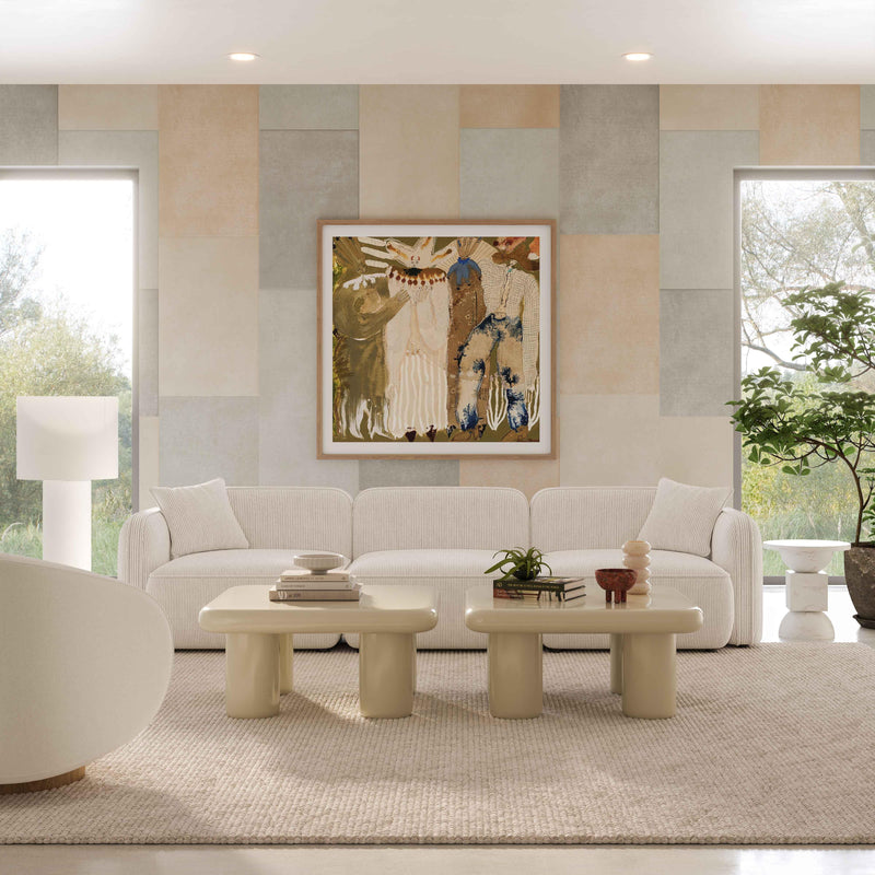 Travie White Sand Performance Corduroy Velvet Modular Sofa