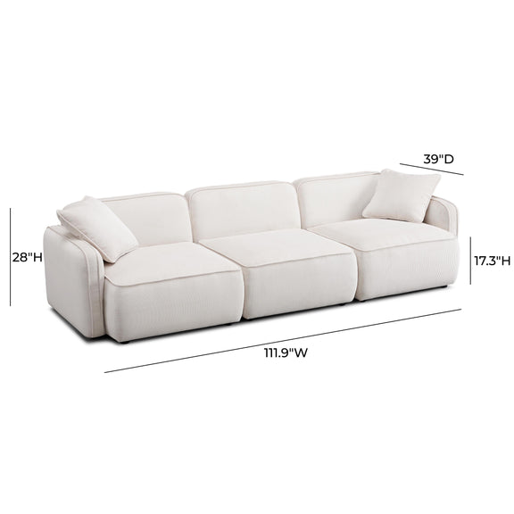 Travie White Sand Performance Corduroy Velvet Modular Sofa