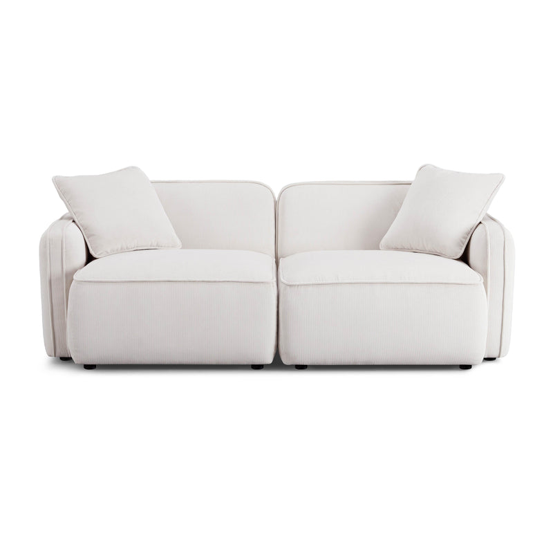 Travie White Sand Performance Corduroy Velvet Modular Loveseat