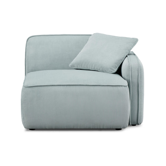 Travie Sea Blue Performance Corduroy Velvet RAF Corner Chair