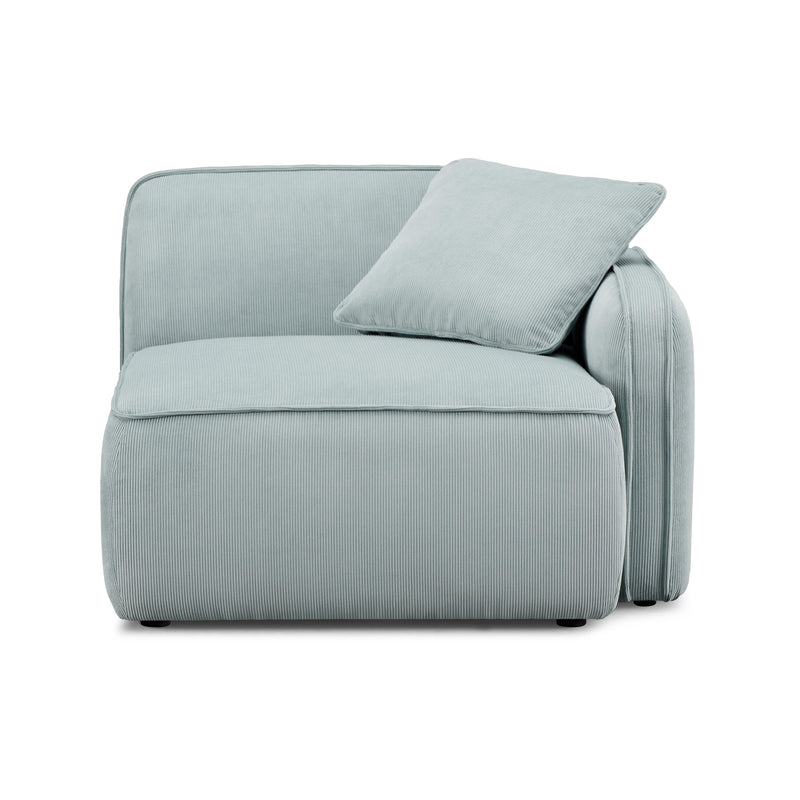 Travie Sea Blue Performance Corduroy Velvet RAF Corner Chair