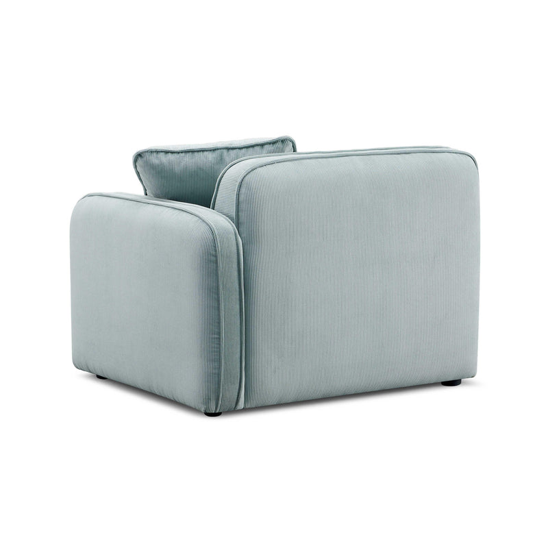 Travie Sea Blue Performance Corduroy Velvet RAF Corner Chair