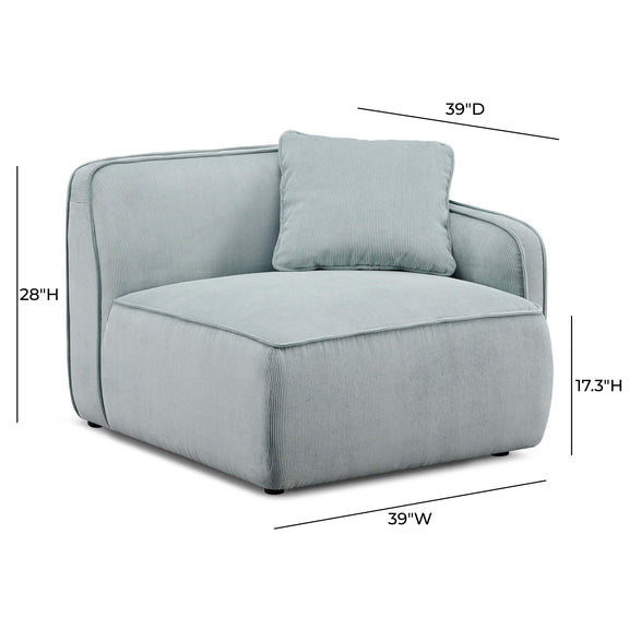 Travie Sea Blue Performance Corduroy Velvet RAF Corner Chair