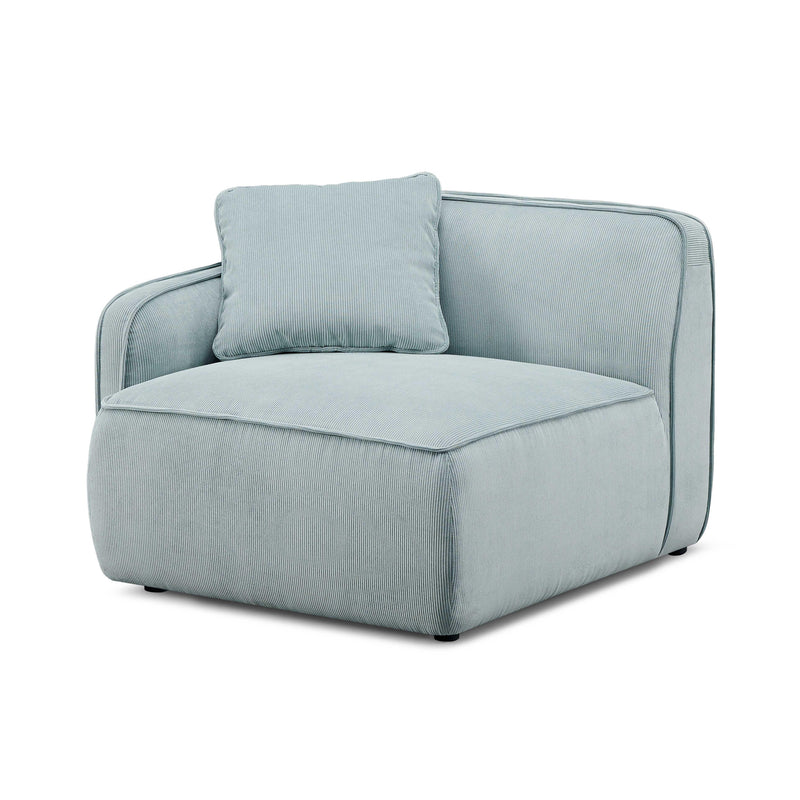 Travie Sea Blue Performance Corduroy Velvet LAF Corner Chair