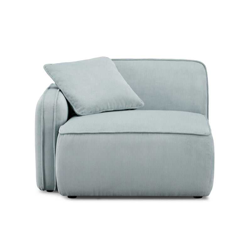 Travie Sea Blue Performance Corduroy Velvet LAF Corner Chair