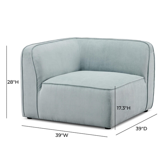 Travie Sea Blue Performance Corduroy Velvet Corner Chair