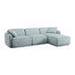 Travie Sea Blue Performance Corduroy Velvet 4-Piece Modular Sectional