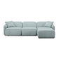 Travie Sea Blue Performance Corduroy Velvet 4-Piece Modular Sectional