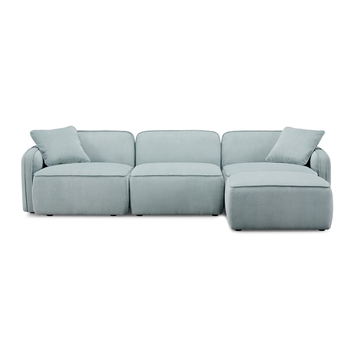 Travie Sea Blue Performance Corduroy Velvet 4-Piece Modular Sectional