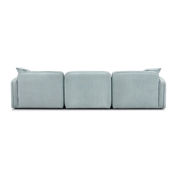 Travie Sea Blue Performance Corduroy Velvet 4-Piece Modular Sectional