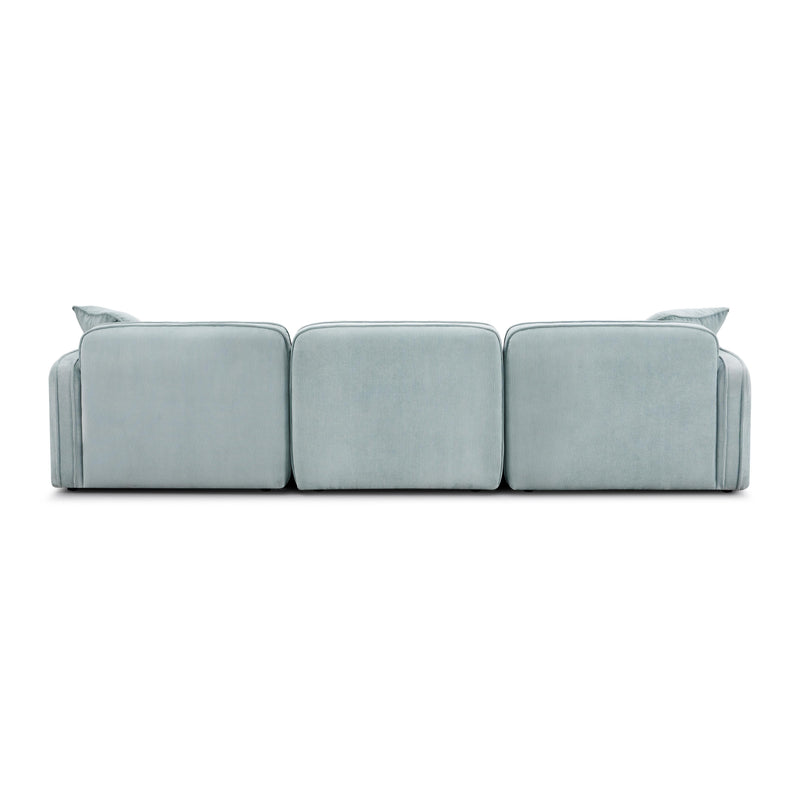 Travie Sea Blue Performance Corduroy Velvet 4-Piece Modular Sectional
