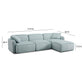 Travie Sea Blue Performance Corduroy Velvet 4-Piece Modular Sectional