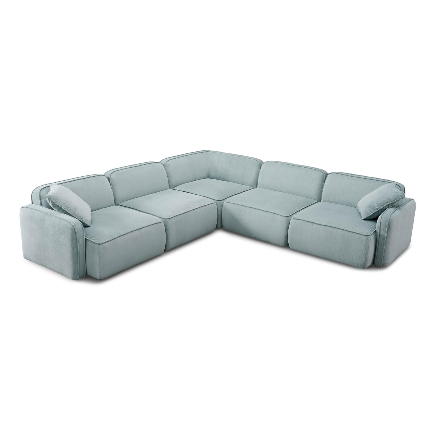 Travie Sea Blue Performance Corduroy Velvet Modular L-Sectional