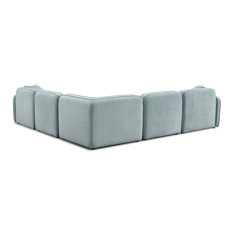 Travie Sea Blue Performance Corduroy Velvet Modular L-Sectional