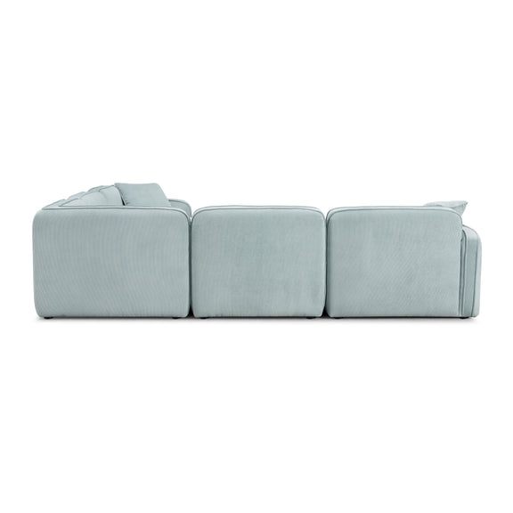 Travie Sea Blue Performance Corduroy Velvet Modular L-Sectional