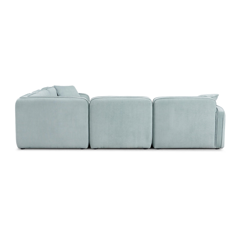 Travie Sea Blue Performance Corduroy Velvet Modular L-Sectional
