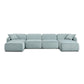 Travie Sea Blue Performance Corduroy Velvet 6-Piece Modular U-Sectional