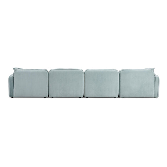 Travie Sea Blue Performance Corduroy Velvet 6-Piece Modular U-Sectional