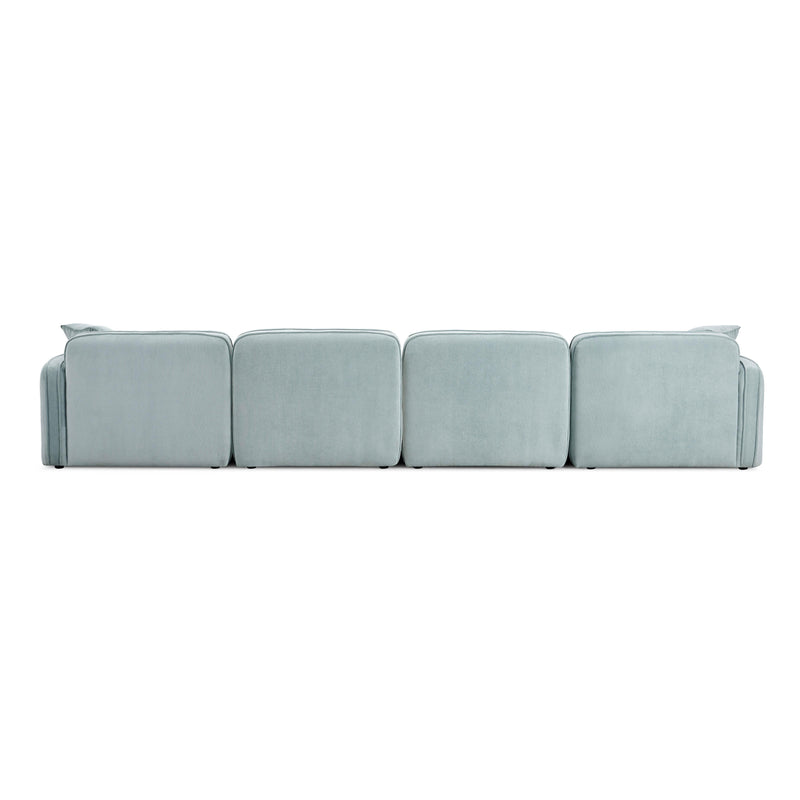 Travie Sea Blue Performance Corduroy Velvet 6-Piece Modular U-Sectional