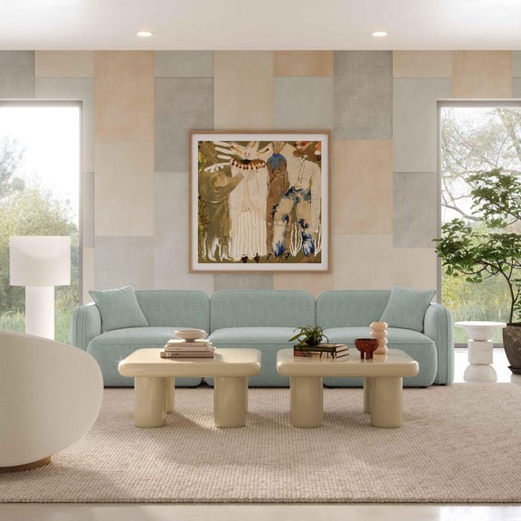 Travie Sea Blue Performance Corduroy Velvet Modular Sofa