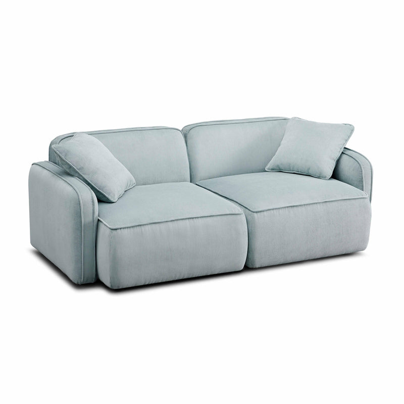 Travie Sea Blue Performance Corduroy Velvet Modular Loveseat